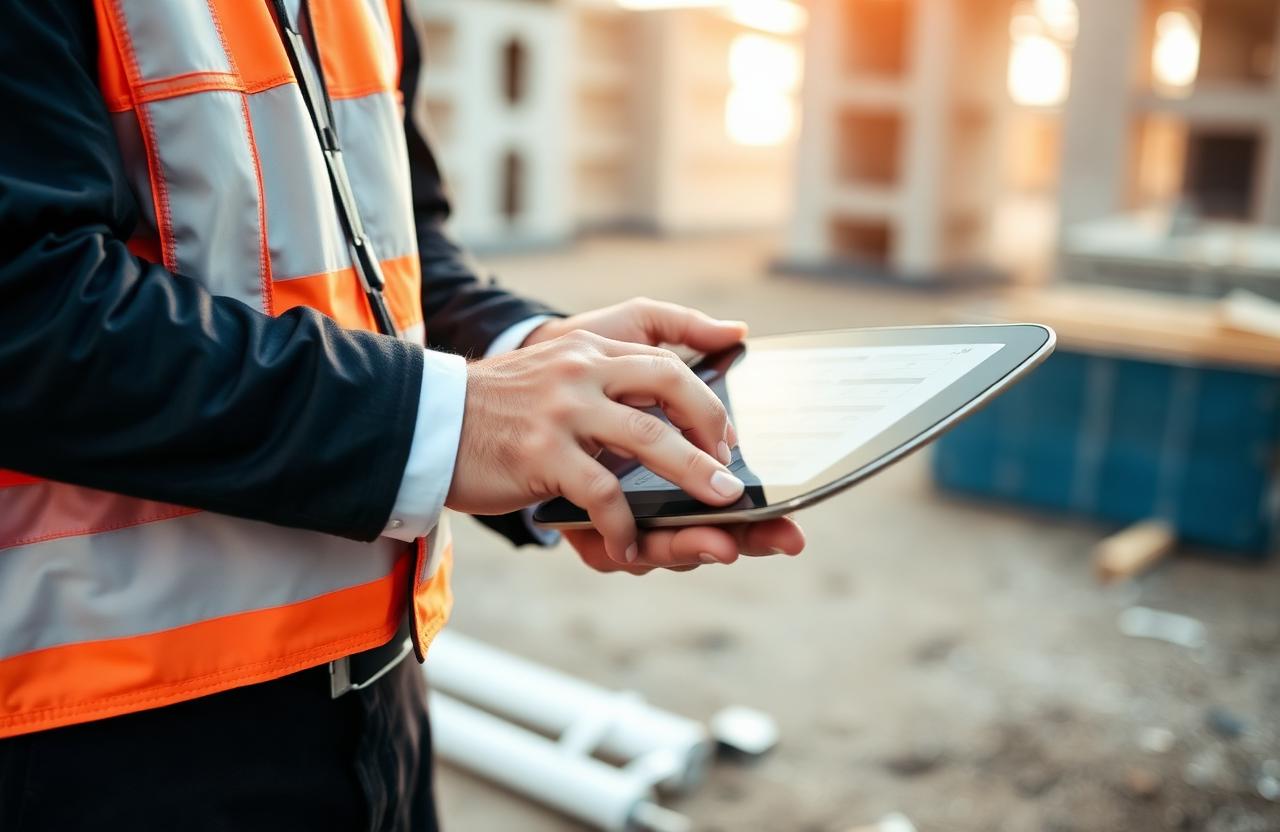 Perito avaluador trabajando en sitio de obra